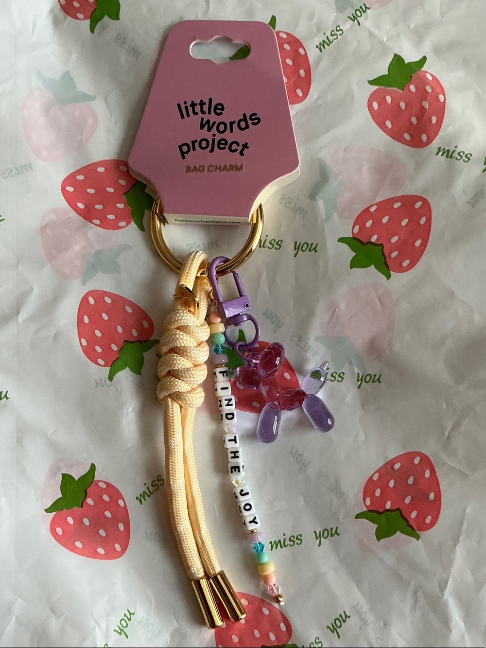 little words project Yellow and Purple Kids Bag Charm Keyring